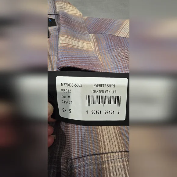 Paige Men's Everett Plaid Button Down Shirt In Toasted Vanilla Size Small - Picture 5 of 8